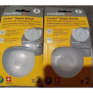 Medela Contact Nipple Shields (Qty 4) 2 diff Sizes NEW OPEN BOX S 16mm & L 24mm